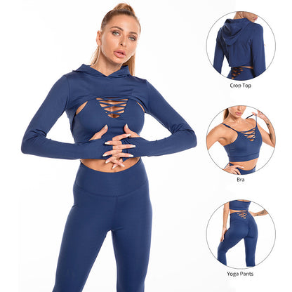 Hooded Hollow 3pcs Fitness Suits