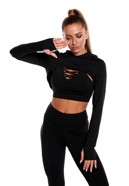 Hooded Hollow 3pcs Fitness Suits